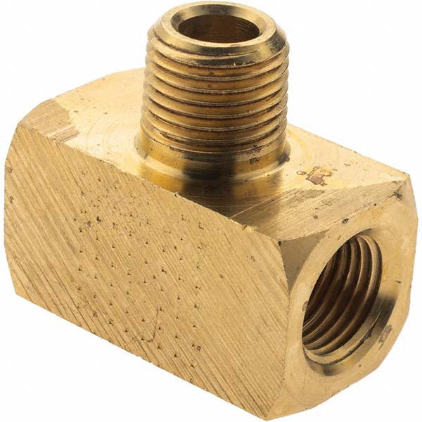 Parker Industrial Pipe Male Branch Tee: 1/8" Female Thread, 1/8" Male Thread, MNPTF x FNPTF - 2224P-2