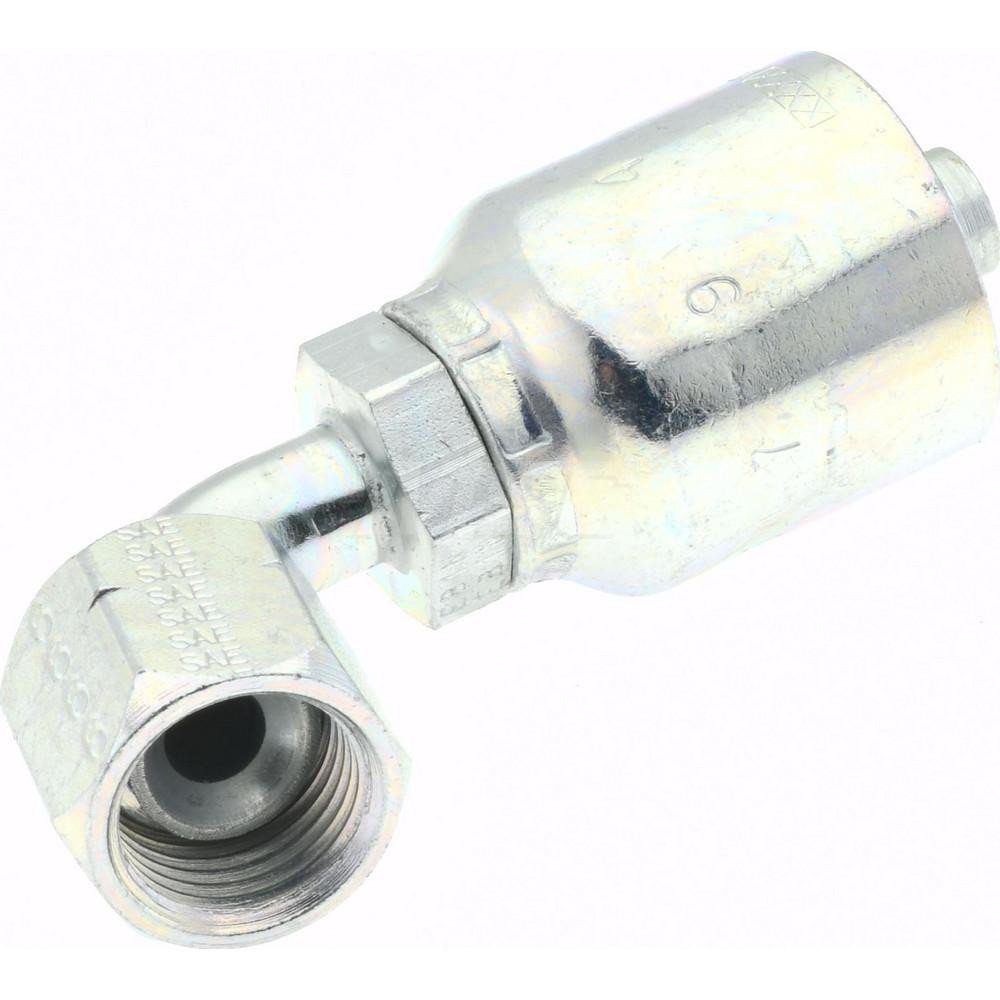 Parker Hydraulic Hose Female JIC Swivel 90 ° Elbow: 0.375" ID, 6 mm, 5/8-18 - KP81321