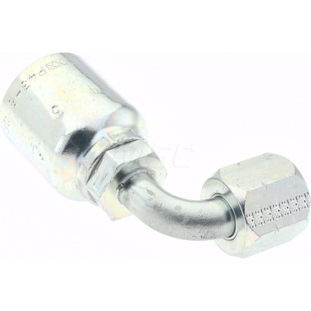 Parker Hydraulic Hose Female JIC Swivel 90 ° Elbow: 0.375" ID, 6 mm, 5/8-18 - KP81321