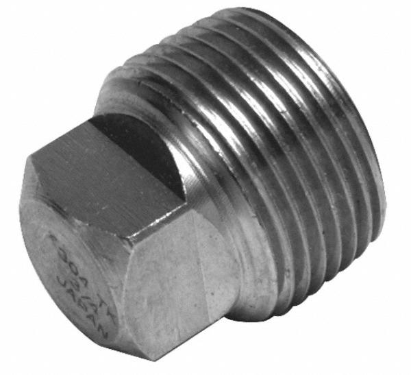 Merit Brass Pipe Square Head Plug: 1/8", 316 & 316L Stainless Steel - 3617DA-02