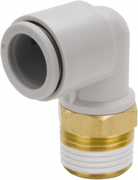 SMC PNEUMATICS Push-to-Connect Push-to-Connect Fitting: Elbow, BSPT, 10.00 mm OD - KQ2L10-03AS