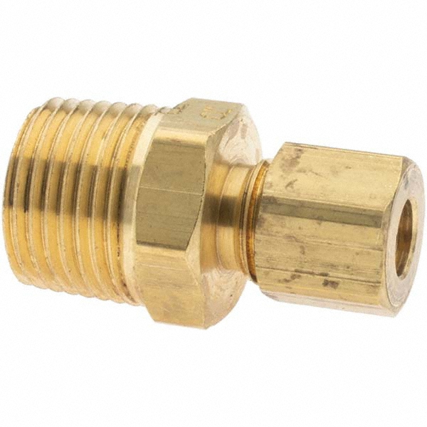 Parker Compression Tube Connector: 3/8-18, 1/4" Tube OD, Compression x MNPT - 12352