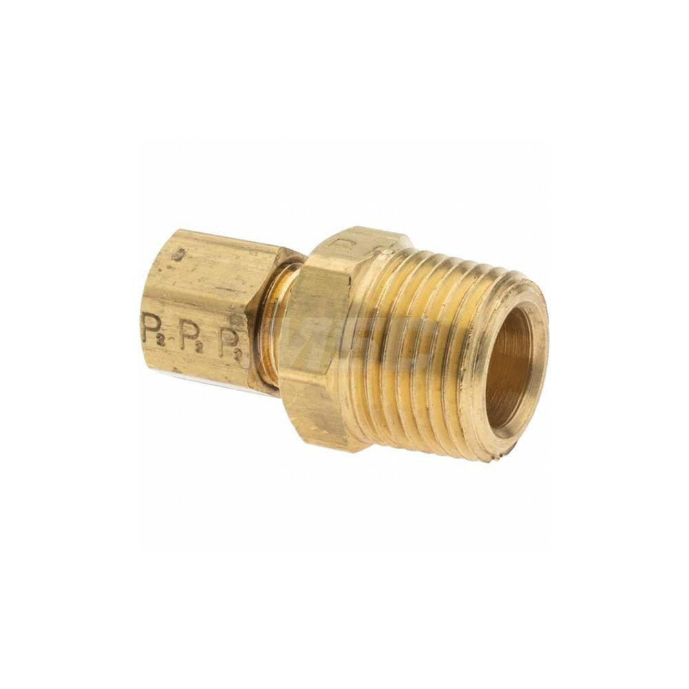 Parker Compression Tube Connector: 3/8-18, 1/4" Tube OD, Compression x MNPT - 12352