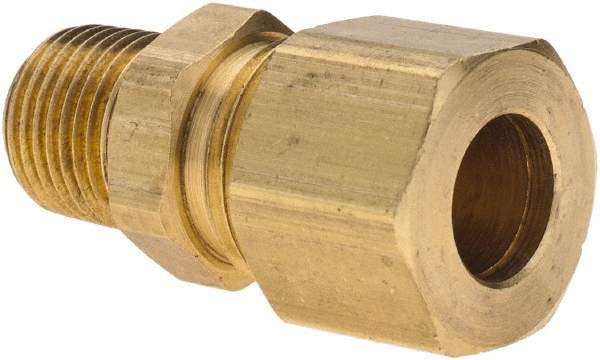 Parker Compression Tube Connector: 3/8-18, 1/4" Tube OD, Compression x MNPT - 12352