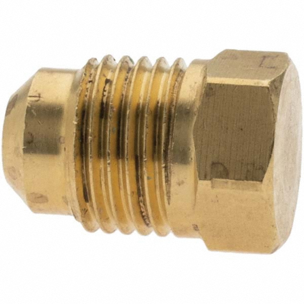 Parker Brass Flared Tube Plug: 5/16" OD, 1/2-20 Thread, 45 deg Flared Angle - -11010-3