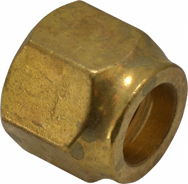 Parker Brass Flared Tube Short Nut: 5/8" OD, 7/8-14 Thread, 45 deg Flared Angle - 41FS-10