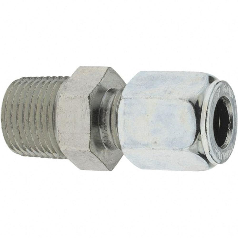 Parker Flareless Bite-Type Tube Male Connector: 3/8" NPTF, 3/8" Tube OD, Steel - 6-6 FBU-S