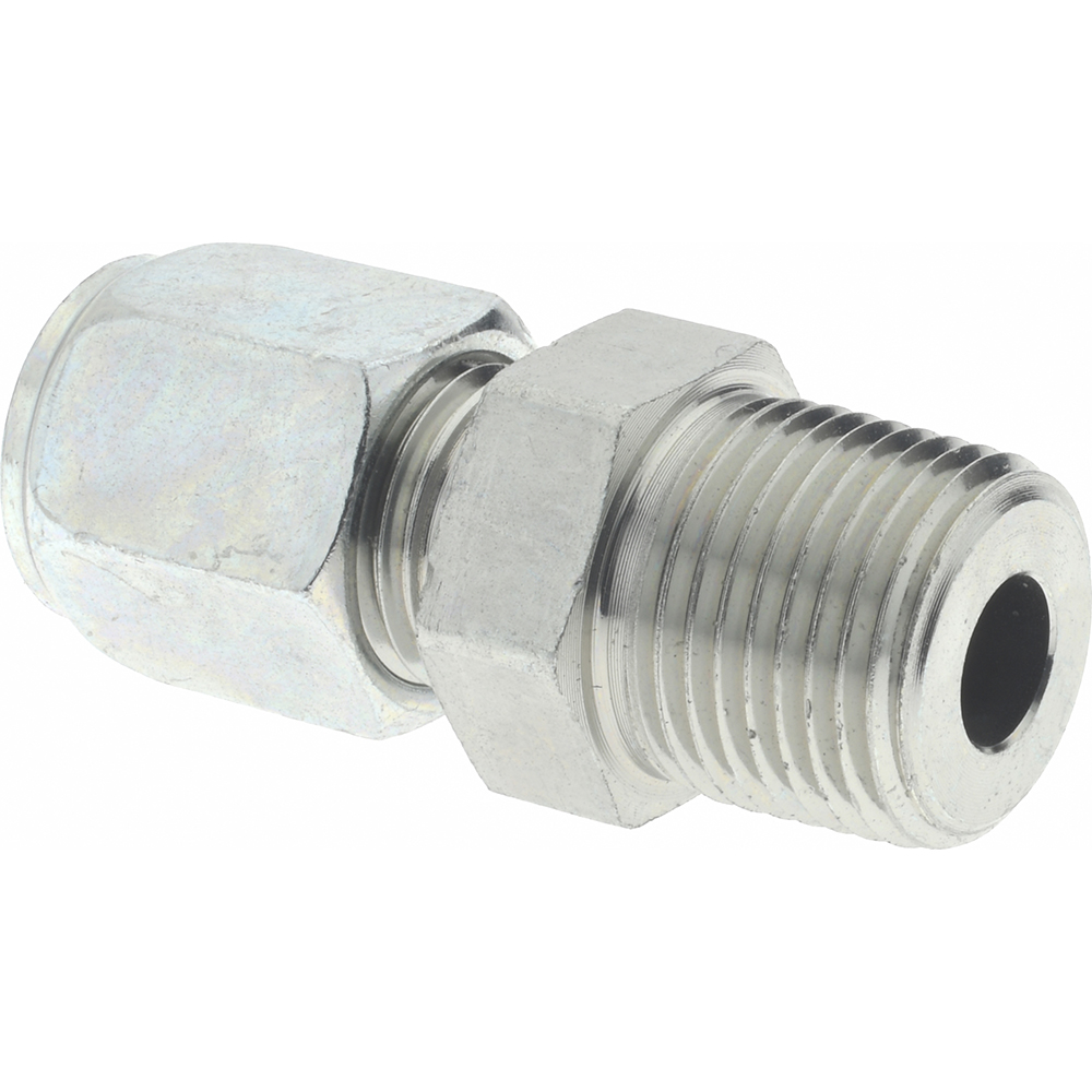 Parker Flareless Bite-Type Tube Male Connector: 3/8" NPTF, 3/8" Tube OD, Steel - 6-6 FBU-S