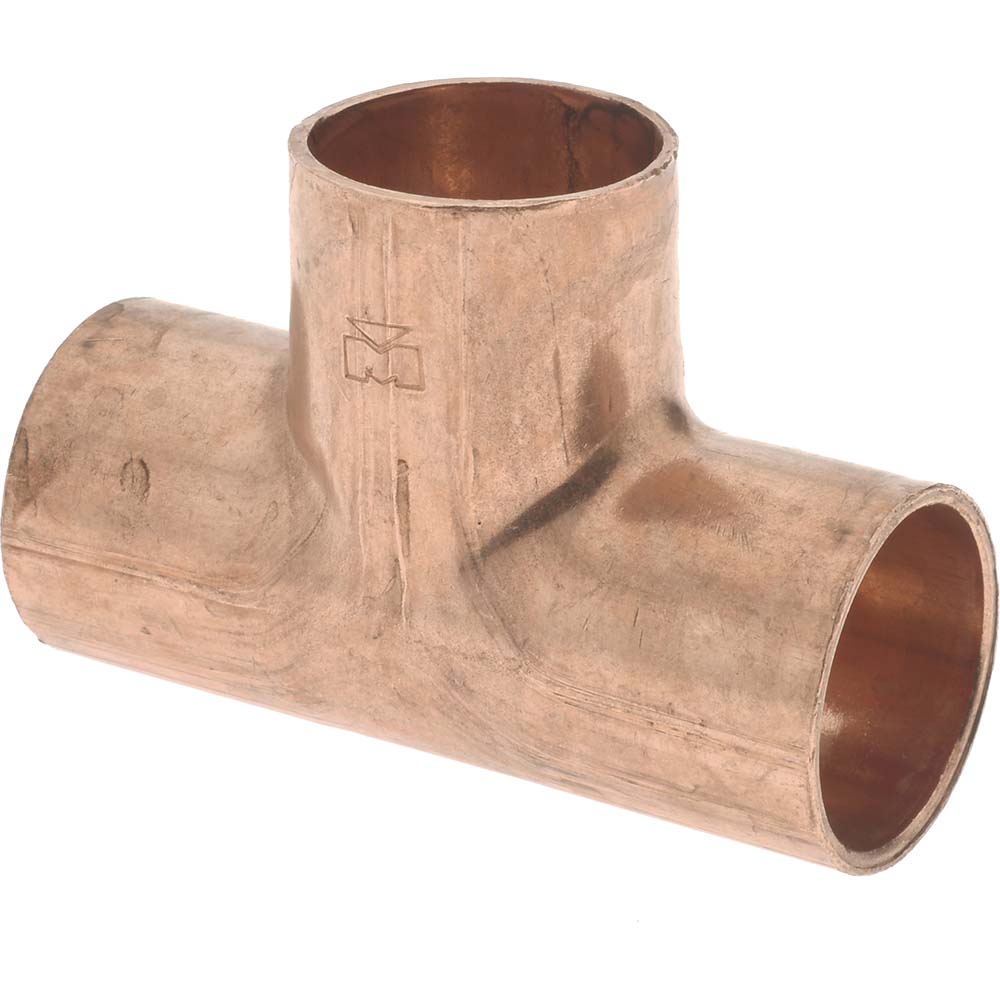 Mueller Industries Wrot Copper Pipe Tee: 1/2" Fitting, C x C x C, Solder Joint - W 04006