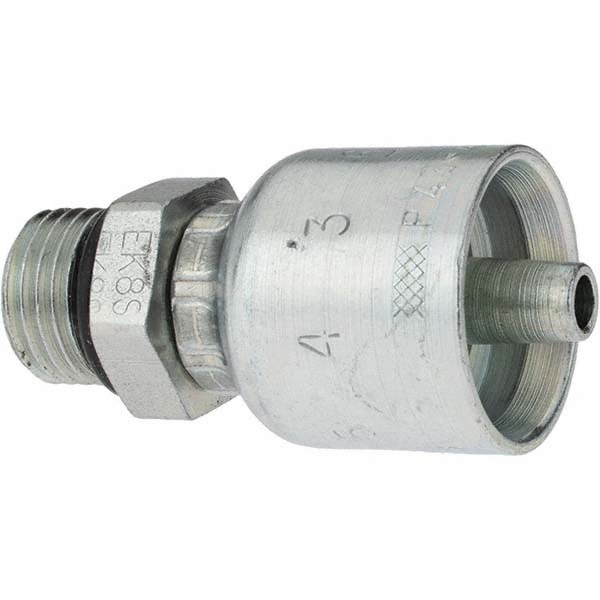 Parker Compression Tube Straight Thread Connector: 9/16-18, 3/8" Tube OD, ORFS x SAE-ORB - 6 F5OLO-S