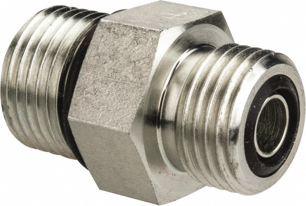 Parker Compression Tube Straight Thread Connector: 9/16-18, 3/8" Tube OD, ORFS x SAE-ORB - 6 F5OLO-S