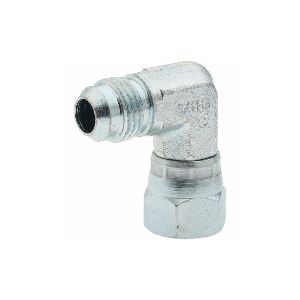 Parker Steel Flared Tube 90 Deg Elbow: 3/8" OD, 37 deg Flared Angle - KP70893