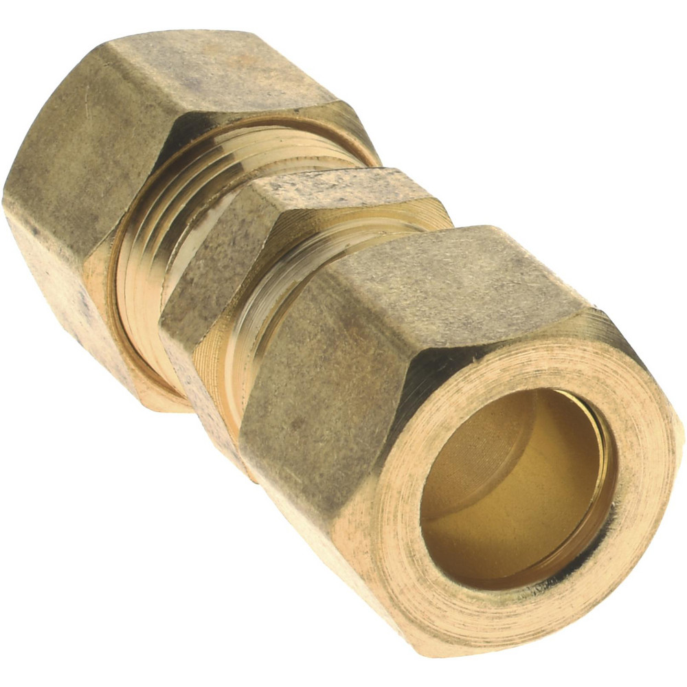 CerroBrass Compression Tube Union: 9/16-24, 3/8" Tube OD, Compression x Compression - 18066L