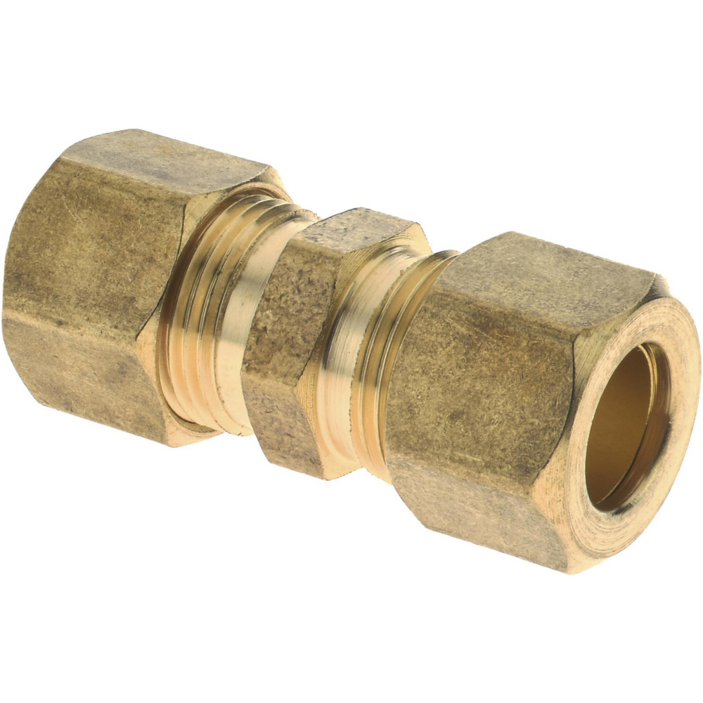 CerroBrass Compression Tube Union: 9/16-24, 3/8" Tube OD, Compression x Compression - 18066L