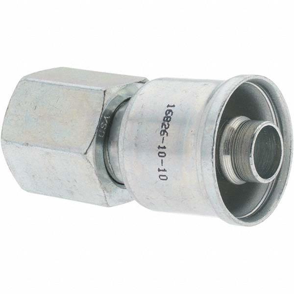 Parker Hydraulic Hose Female JIC 37 & 45 ° Dual Flare Swivel Straight Fitting: 0.1875" ID, 3 mm, 7/16-20 - 16826-4-4