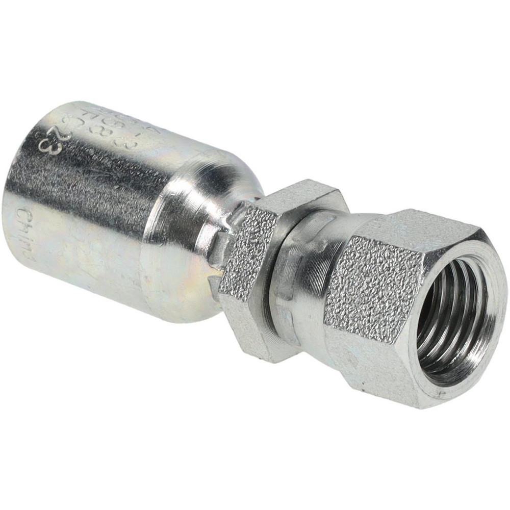 Parker Hydraulic Hose Female JIC 37 & 45 ° Dual Flare Swivel Straight Fitting: 0.1875" ID, 3 mm, 7/16-20 - 16826-4-4