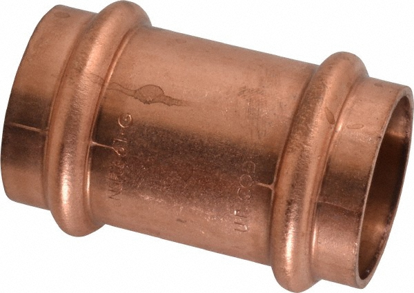 NIBCO Wrot Copper Pipe Coupling: 1" Fitting, P x P, Press Fitting, Lead Free - 9001450PC