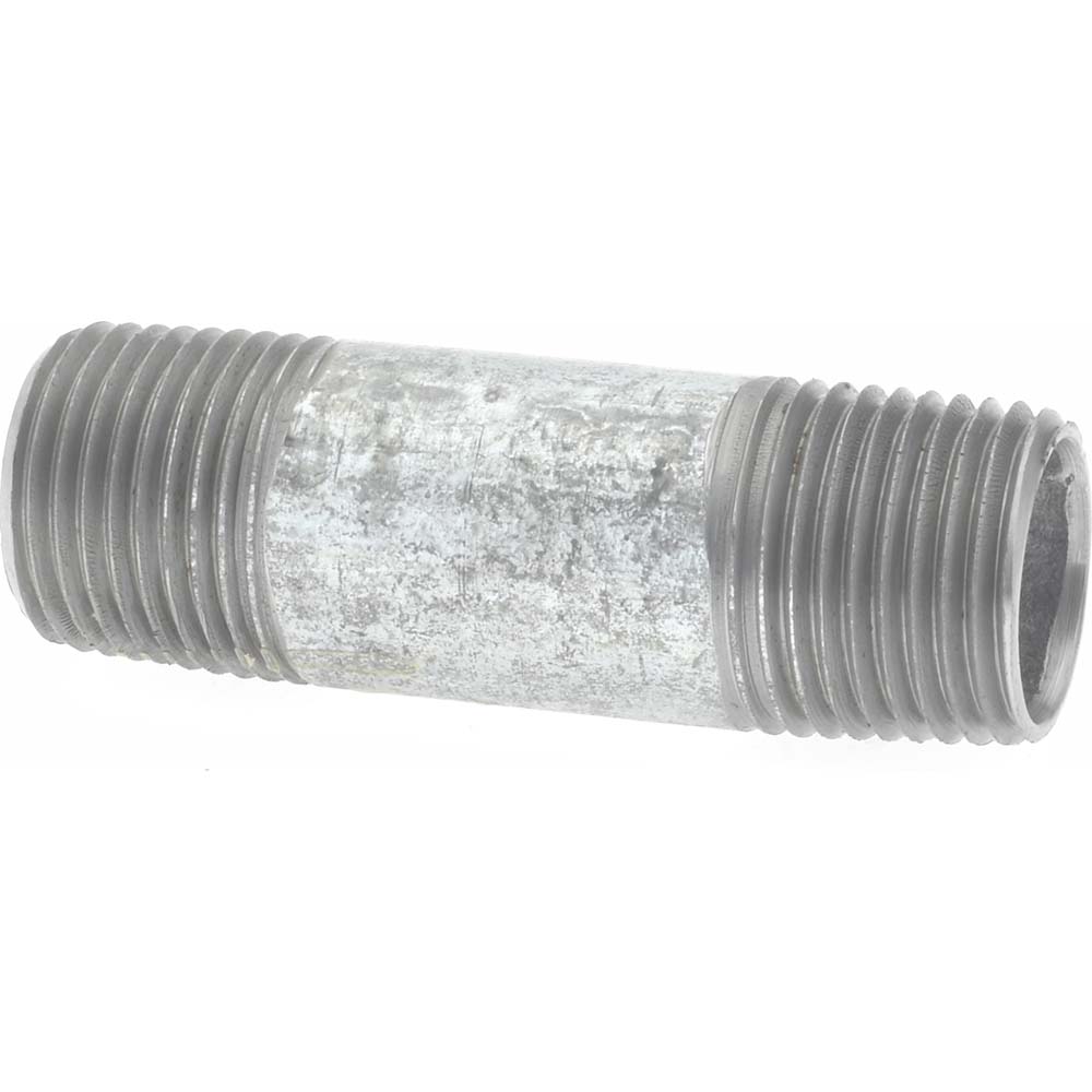 Value Collection Galvanized Pipe Nipple: 1/2", 1-1/2" Long, Schedule 40, Steel - MSCNG04015