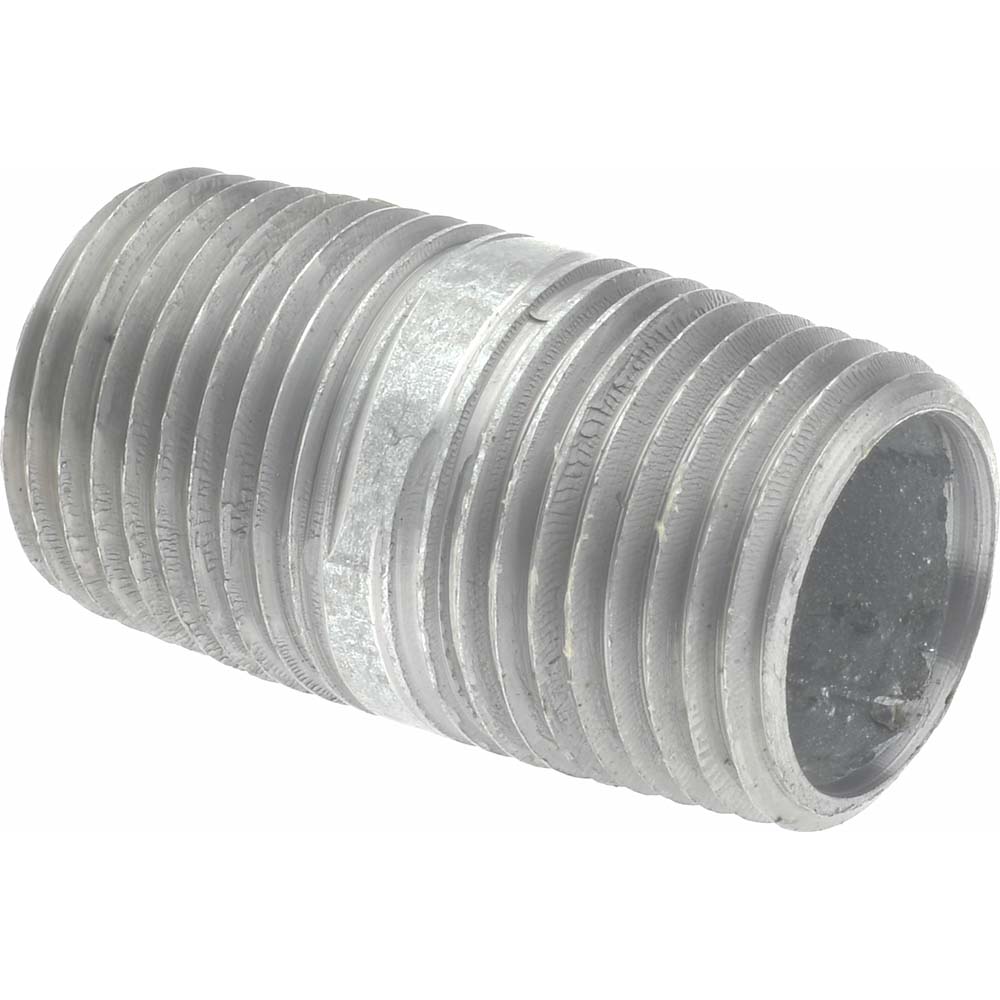 Value Collection Galvanized Pipe Nipple: 1/2", 1-1/2" Long, Schedule 40, Steel - MSCNG04015