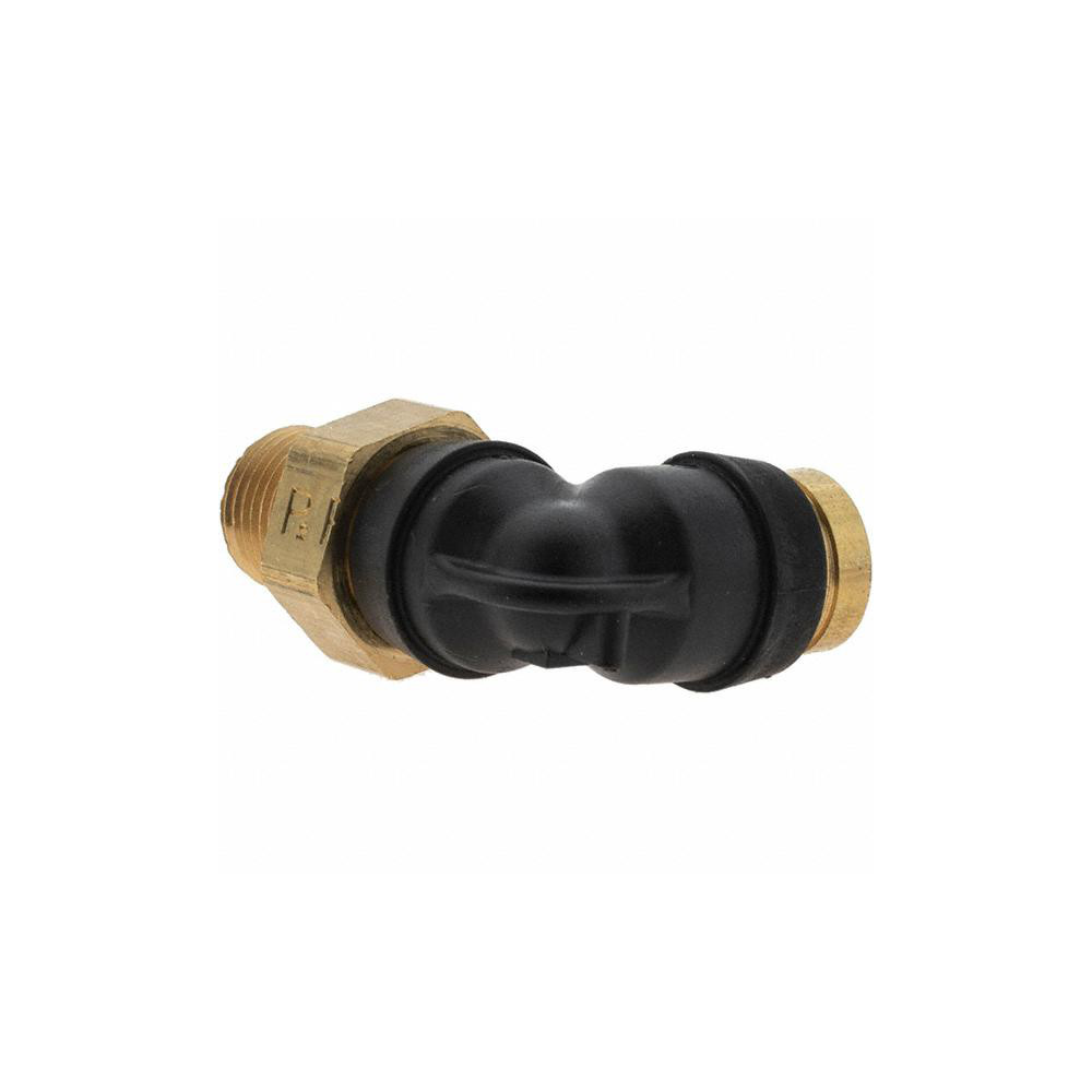 Parker Push-to-Connect Tube x MNPT x Tube x Male Fitting: 90 deg Swivel Elbow, 1/4" OD - BD-PF-00053