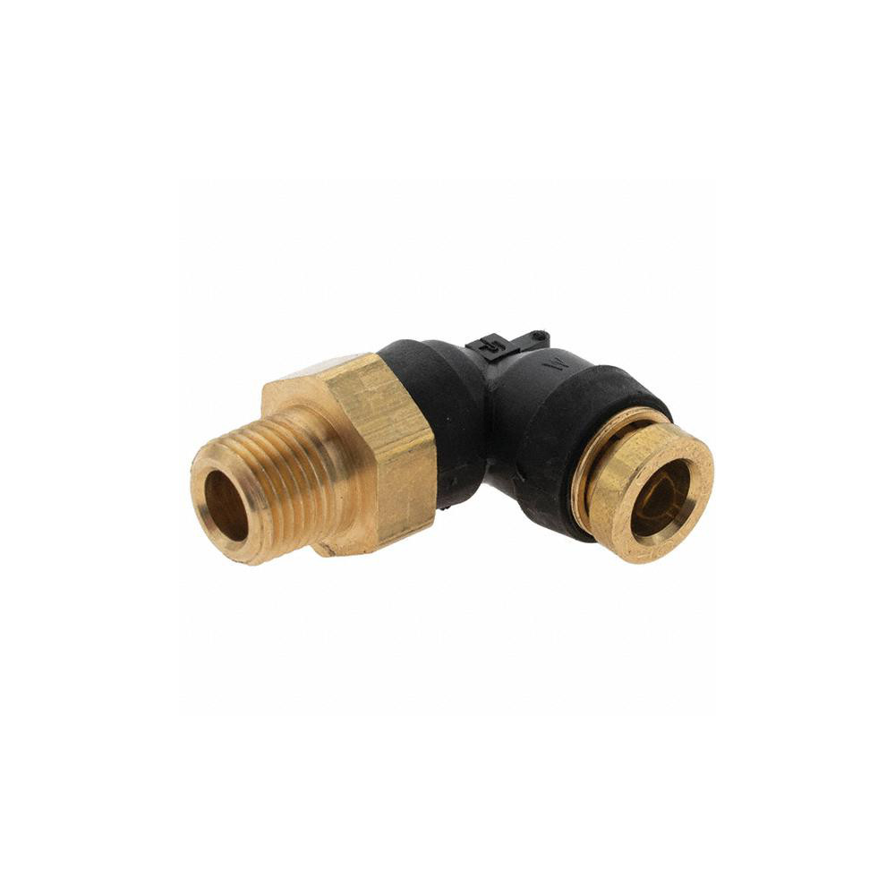 Parker Push-to-Connect Tube x MNPT x Tube x Male Fitting: 90 deg Swivel Elbow, 1/4" OD - BD-PF-00053