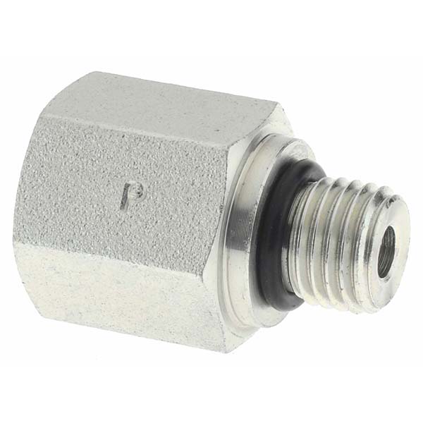 Parker Industrial Pipe Adapter: 1/4" Female Thread, 9/16-18 Male Thread, Male Straight Thread O-Ring x Female NPTF - -16330-1