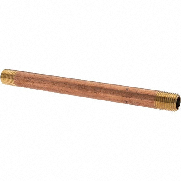 ANDERSON METALS Brass Pipe Nipple: Threaded on Both Ends, 6" OAL, NPT - -11099-14