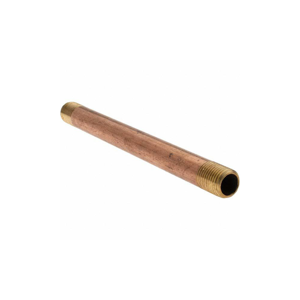 ANDERSON METALS Brass Pipe Nipple: Threaded on Both Ends, 6" OAL, NPT - -11099-14