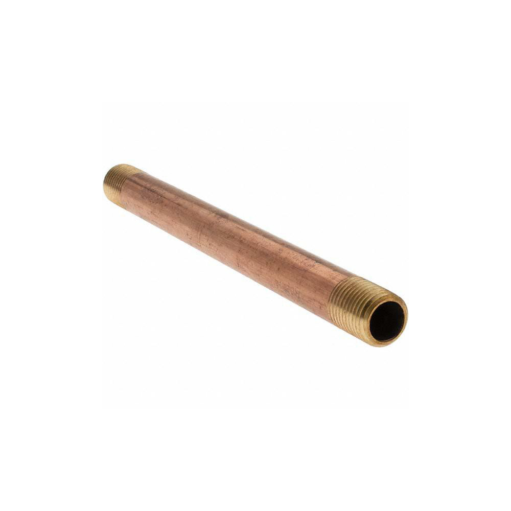 ANDERSON METALS Brass Pipe Nipple: Threaded on Both Ends, 6" OAL, NPT - -11099-14