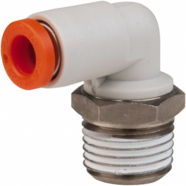 SMC PNEUMATICS Push-to-Connect Push-to-Connect Fitting: Elbow, NPT, 5/32" OD - KQ2L03-33NS