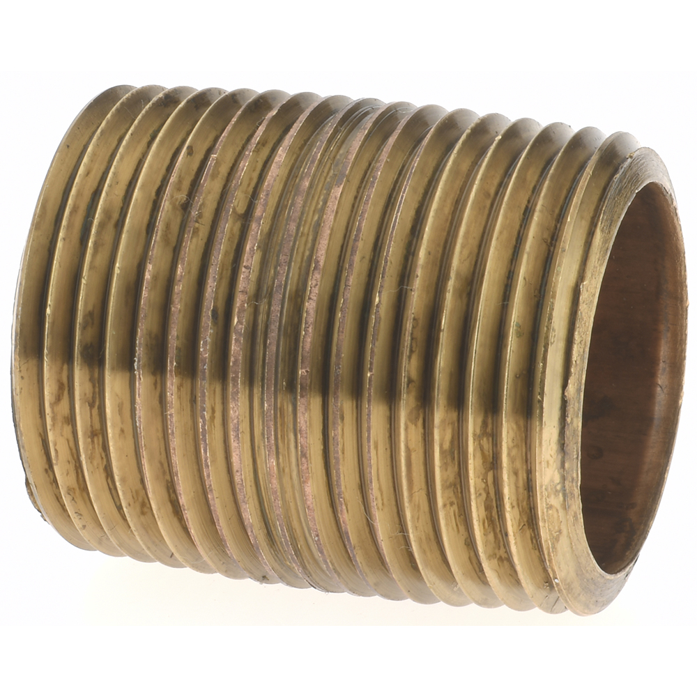 Merit Brass Brass Pipe Nipple: Threaded on Both Ends, 1-1/2" OAL, 3/8" NPT - 2106-150