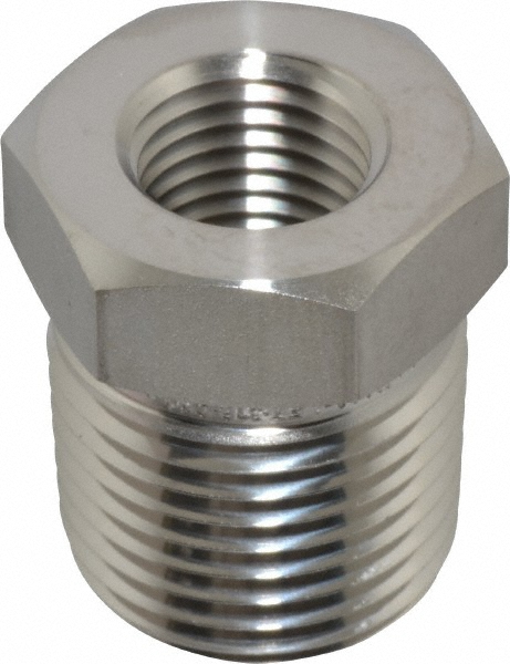 Merit Brass Pipe Bushing: 1/2 x 1/4", 304 & 304L Stainless Steel - 3414D-0804