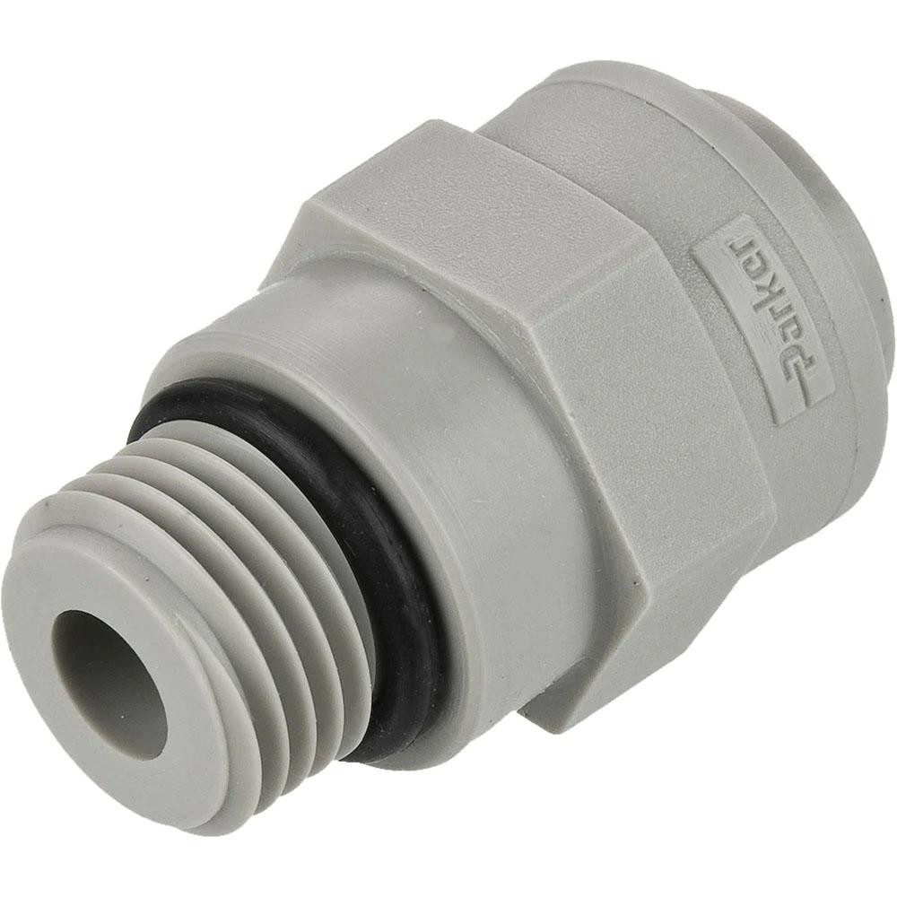 Parker Push-to-Connect Push-to-Connect x Male ORB Fitting: Connector, 9/16-18", UNS-2B, 3/8" OD - A6ST9-MG