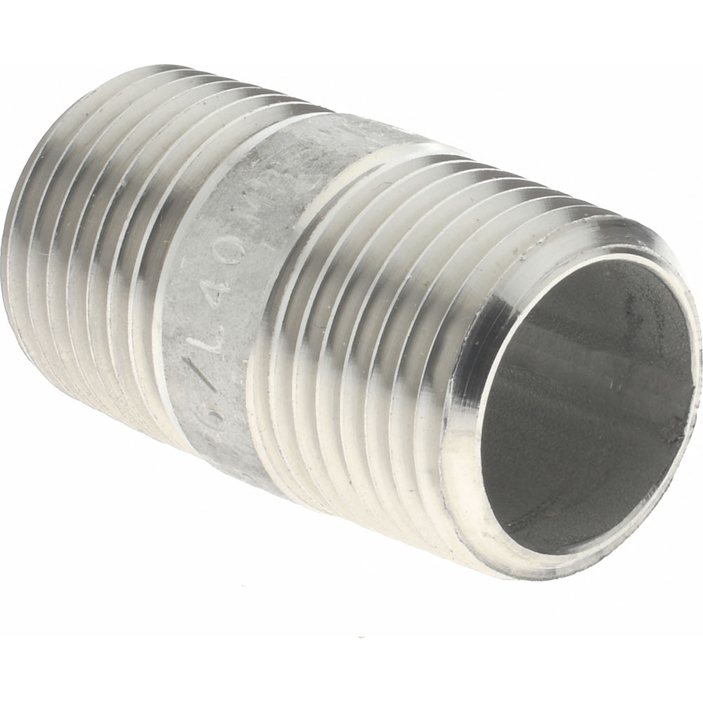 Merit Brass Stainless Steel Pipe Nipple: 1/2" Pipe, Grade 316 & 316L - 6008-150
