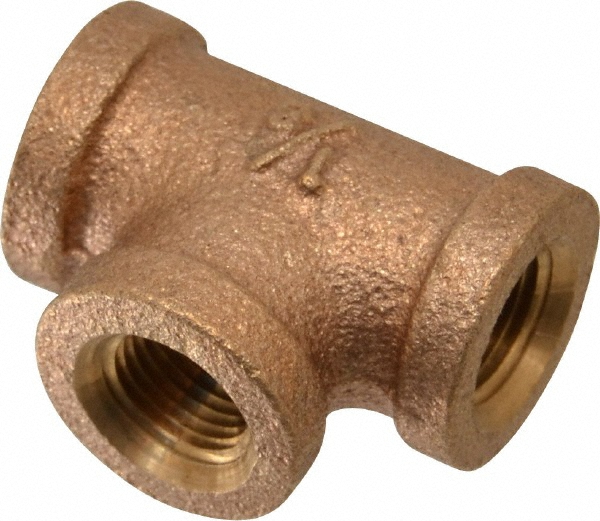 Merit Brass Brass Pipe Tee: 2" Fitting, Threaded, FNPT x FNPT x FNPT, Class 125 - X106-32