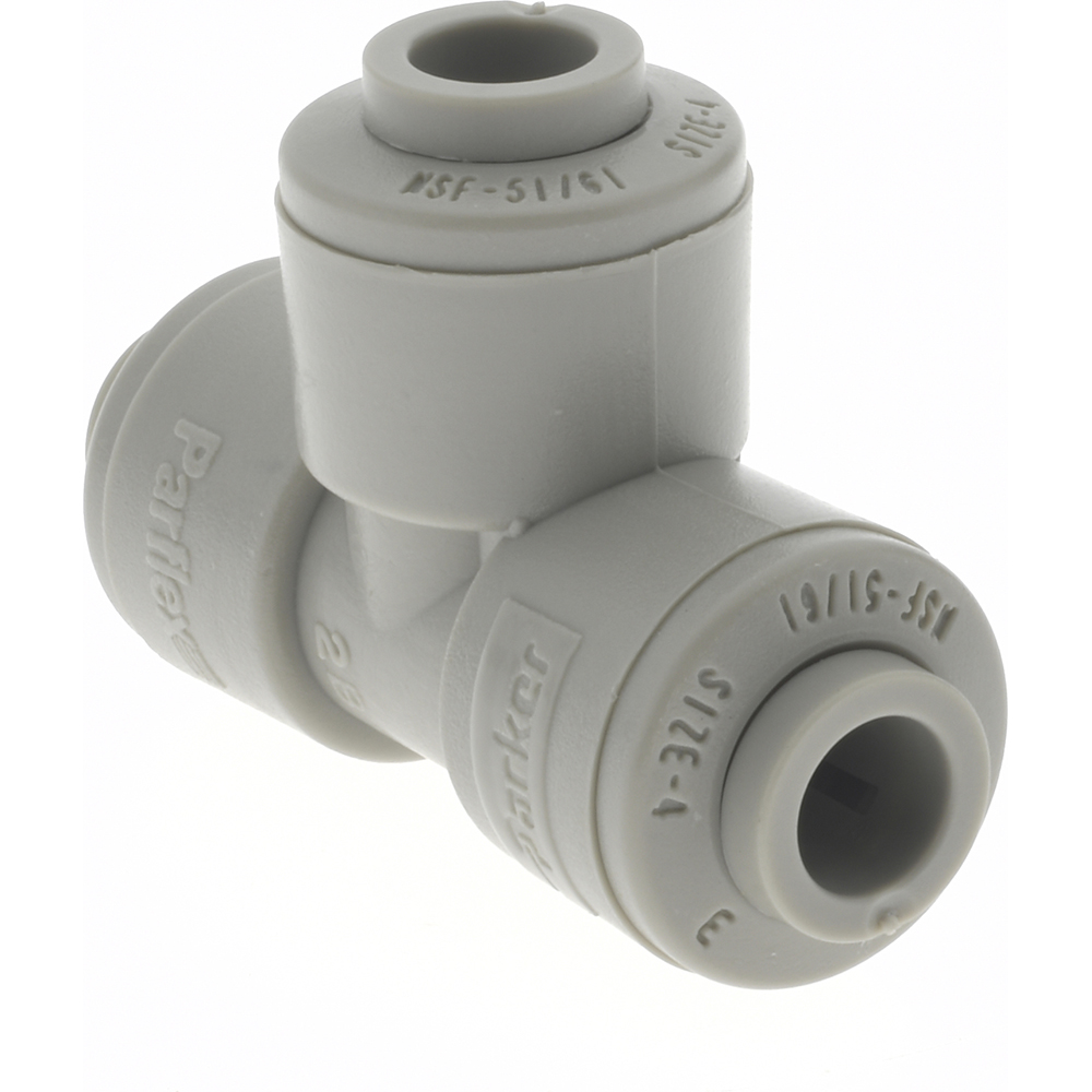 Parker Push-to-Connect Push-to-Connect x Push-to-Connect Fitting: Union Tee, 1/4" OD - A4TU4-MG