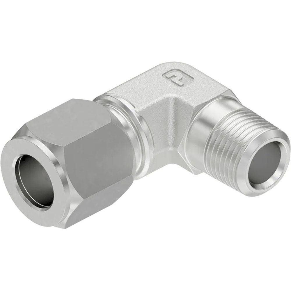 Parker Flareless Bite-Type Tube Union Tee: 1/4" NPTF, 1/4" Tube OD, Steel - 4 JBU-S