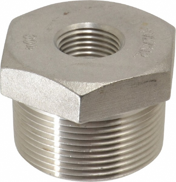 Merit Brass Pipe Bushing: 1-1/2 x 1/2", 304 Stainless Steel - K414-2408