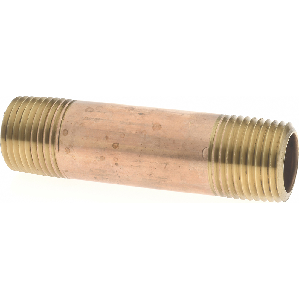 Merit Brass Brass Pipe Nipple: Threaded on Both Ends, 3" OAL, 1/2" NPT - 2108-300