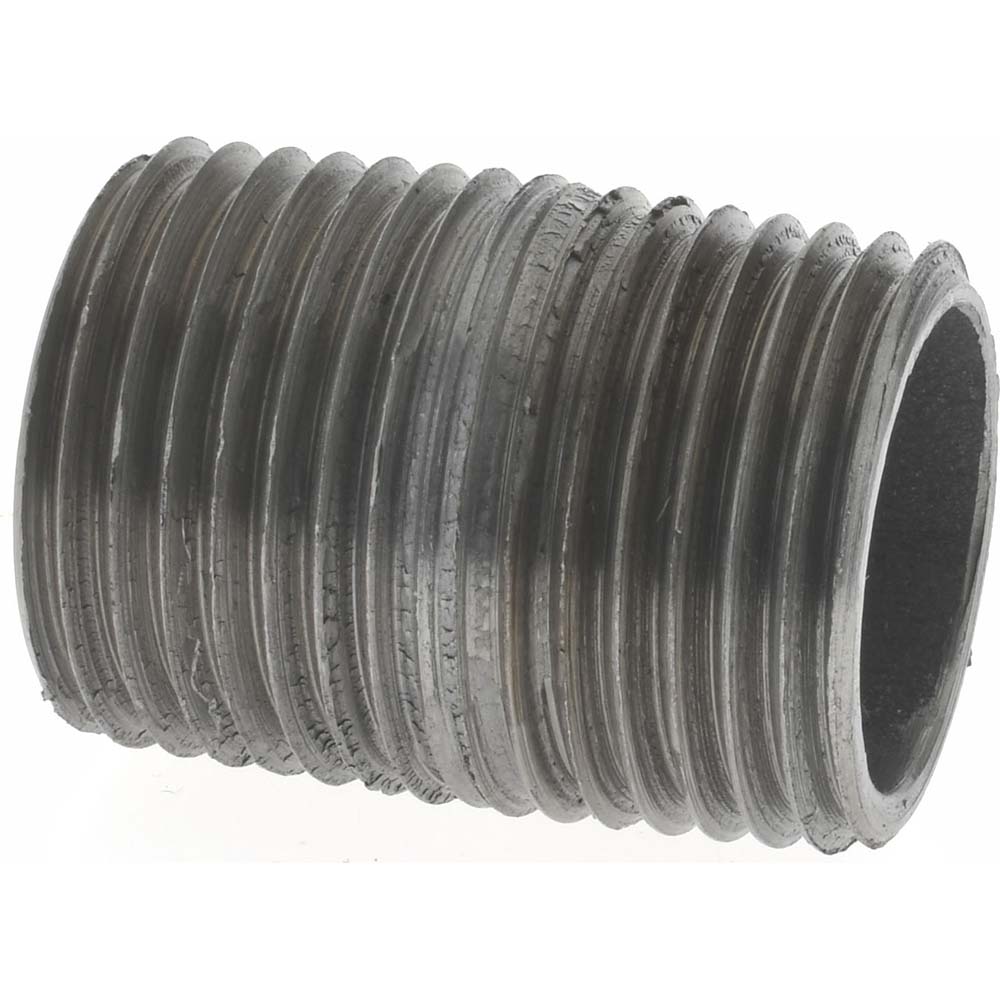 Merit Brass Brass Pipe Nipple: Threaded on Both Ends, 3" OAL, 1/2" NPT - 2108-300