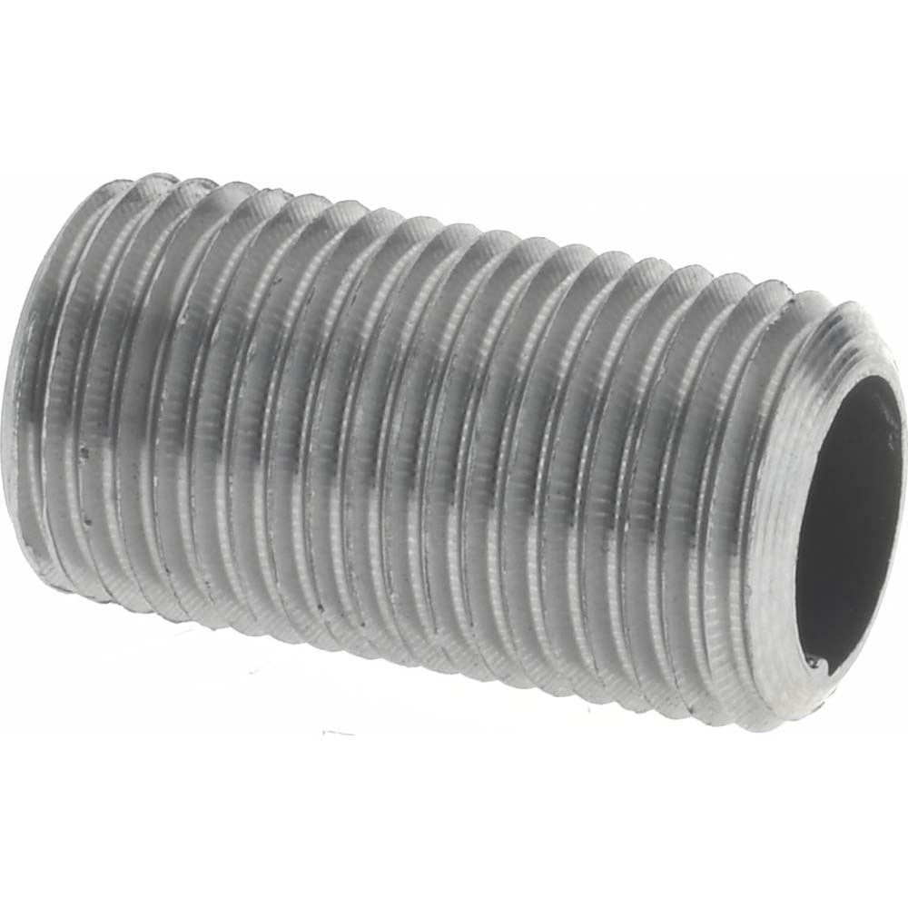 Merit Brass Brass Pipe Nipple: Threaded on Both Ends, 3" OAL, 1/2" NPT - 2108-300