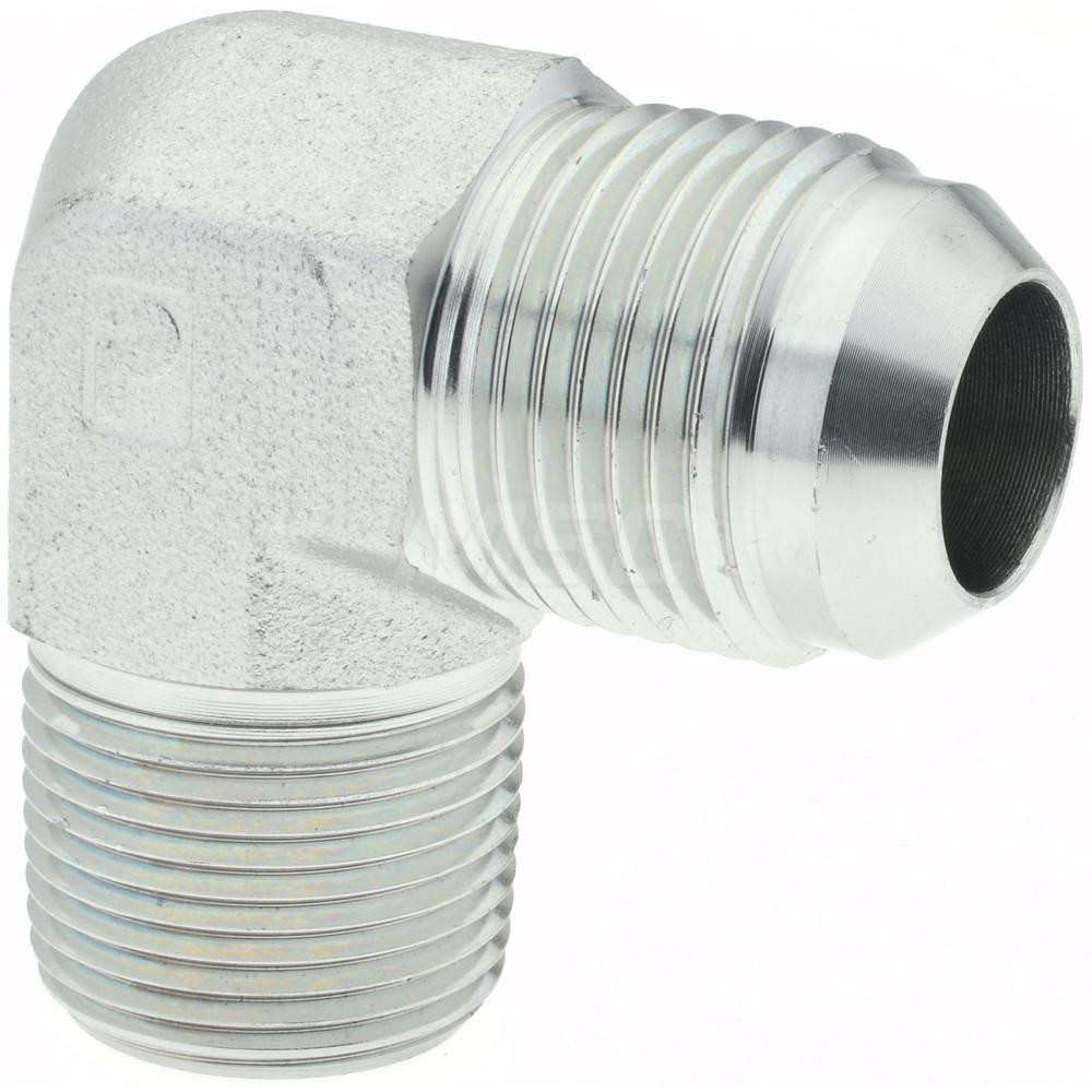 Parker Steel Flared Tube 90 Deg Male Elbow: 3/8" OD, 37 deg Flared Angle - KP65775