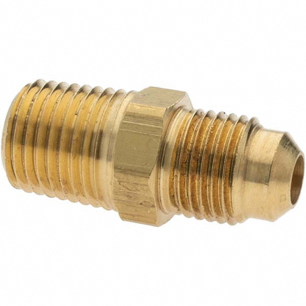 Parker Brass Flared Tube Male Connector: 1/2" OD, 1/4-18 Thread, 45 deg Flared Angle - 48F-8-4