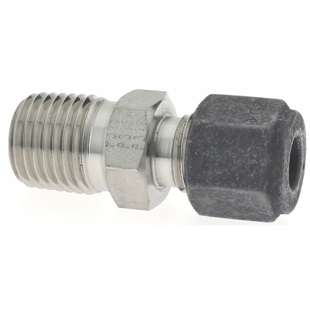 Parker Compression Tube Connector: 1/4" Tube OD, Compression x MNPT - 4-4 FBZ-SS