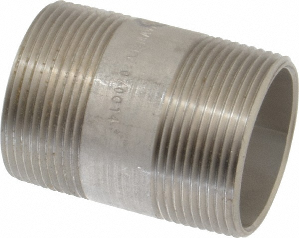 Merit Brass Stainless Steel Pipe Nipple: 1-1/2" Pipe, Grade 316 & 316L - 6024-250