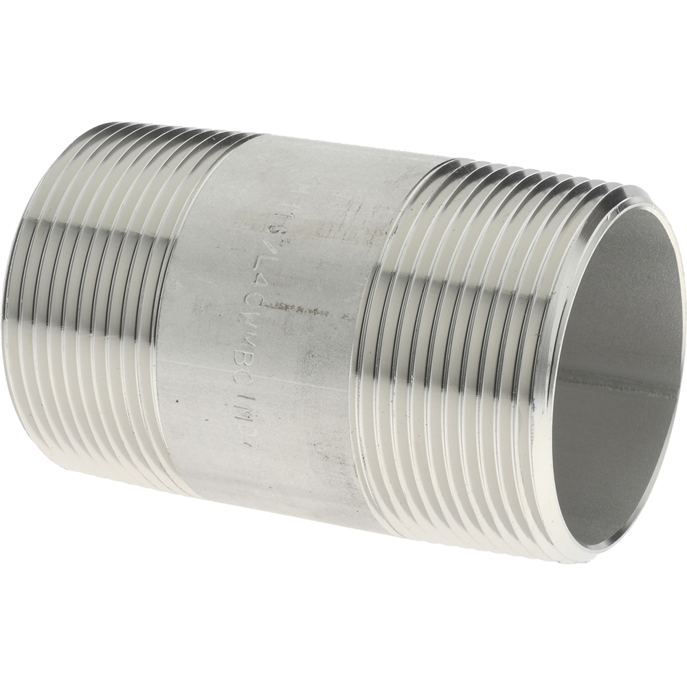 Merit Brass Stainless Steel Pipe Nipple: 1-1/2" Pipe, Grade 316 & 316L - 6024-250