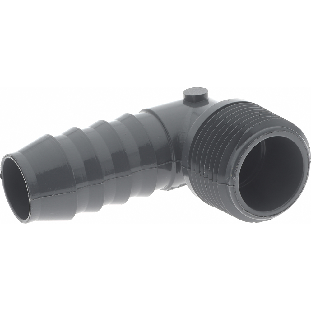 Value Collection Barbed Tube Elbow: 3/4" Barbs, 3/4" MIPT - 1413-007