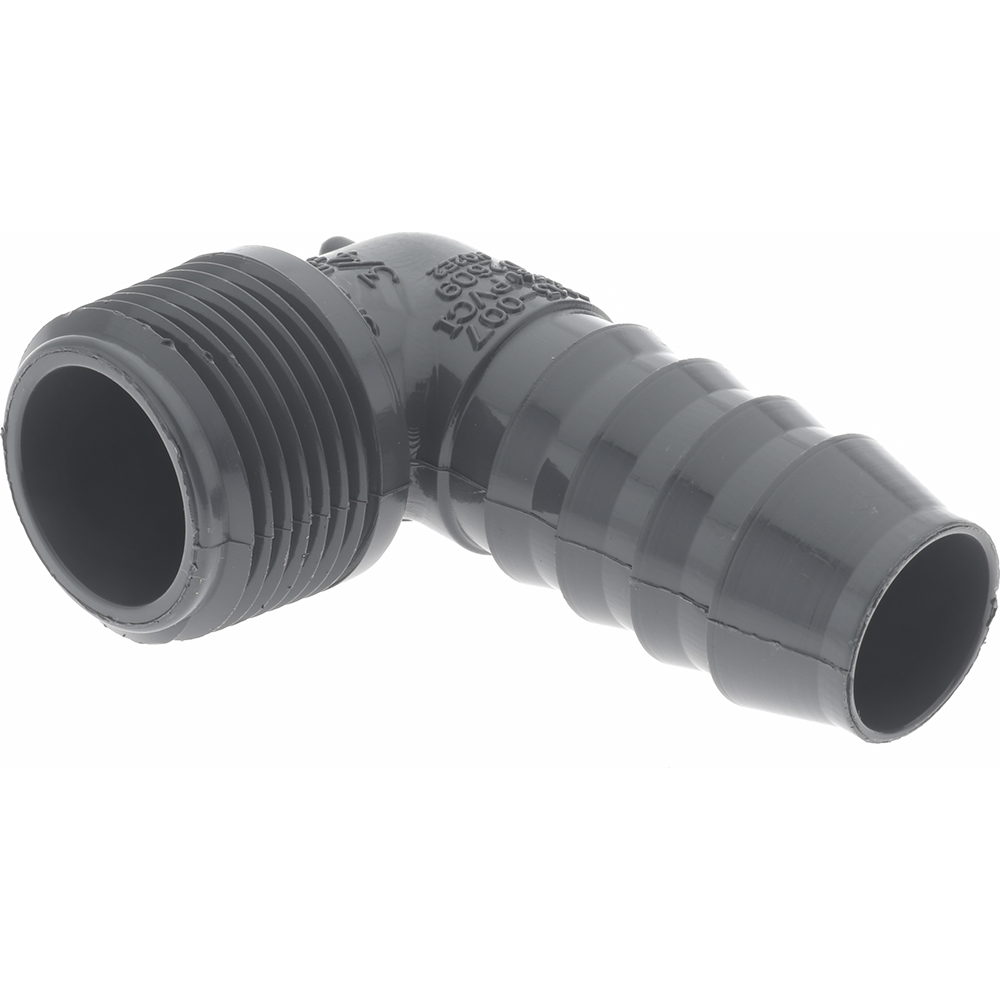 Value Collection Barbed Tube Elbow: 3/4" Barbs, 3/4" MIPT - 1413-007