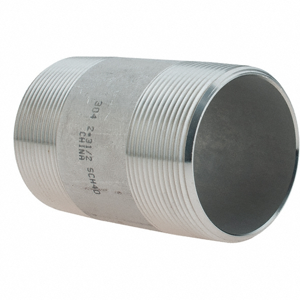Value Collection Stainless Steel Pipe Nipple: 2" Pipe, Grade 304 & 304L - 4BN2*3