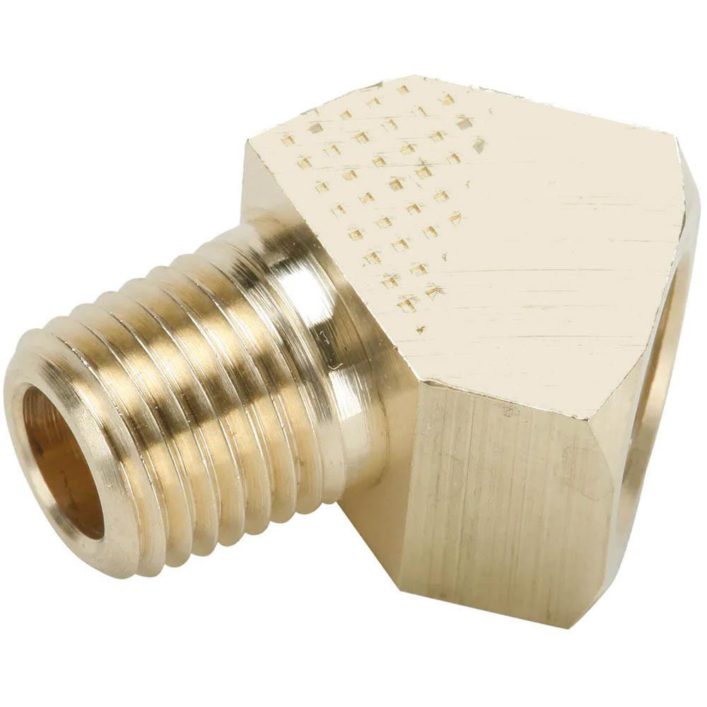 Parker Industrial Pipe 45 ° Street Elbow: 1/4" Female Thread, 1/4" Male Thread, MNPTF x FNPTF - 2214P-4-4
